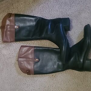 Tall black and brown boots